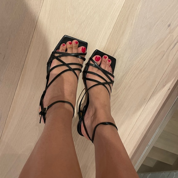Zara heeled leather square toe sandals- size 37 - Picture 14 of 14